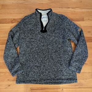 Orvis Sherpa Fleece Sweater Black White Polyester Men's Medium